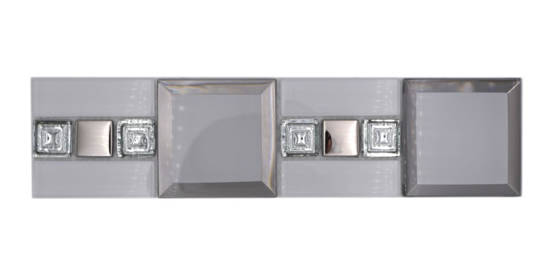 Borde de mosaico de vidrio mosaico blanco plata moderno - MOS88-S98_f