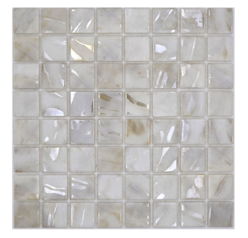 Piscina mosaico Piscina mosaico Mosaico de vidrio Ivory Cream Beige Shimmer iridiscente Pared Suelo Cocina Baño Ducha MOS220-71380U_f