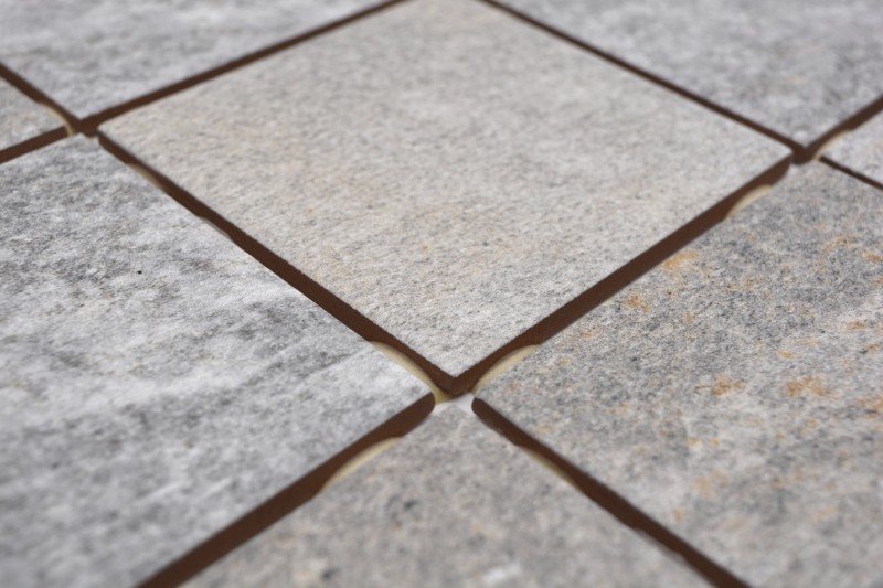 Muestra de mano mosaico cerámico crema gris antracita mate efecto piedra Piastrella MOS22-BH957_m