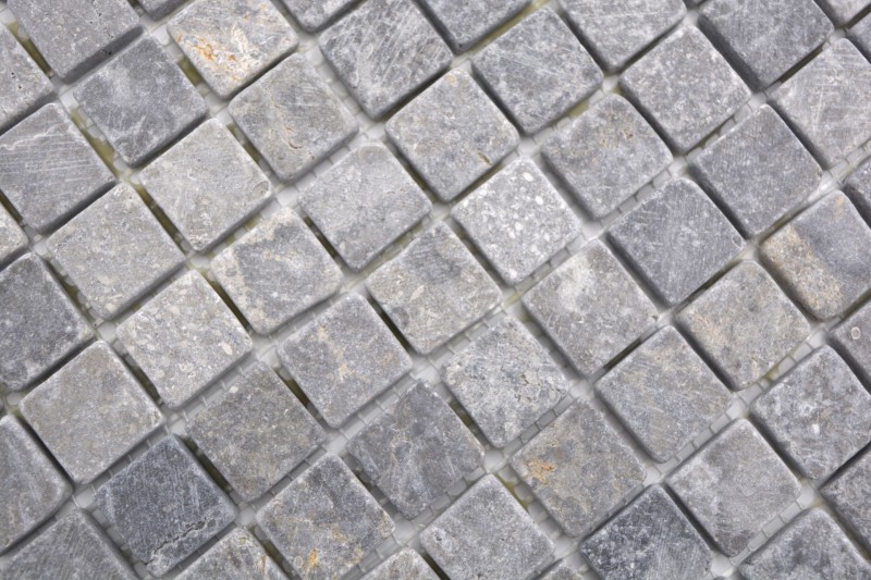 Muestra de mano mosaico de mármol gris claro gris antracita piedra natural antiguo - MOS36-TN23_m
