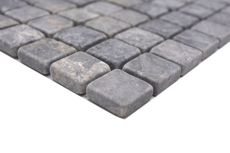 Muestra de mano mosaico de mármol gris claro gris antracita piedra natural antiguo - MOS36-TN23_m