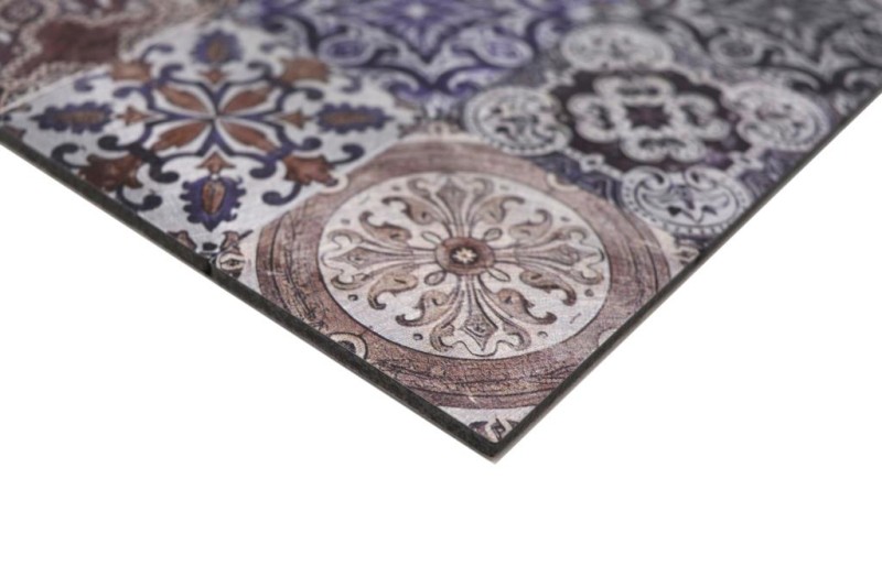 Muestra de mano mosaico autoadhesivo estera aluminio aspecto retro multicolor púrpura crema marrón ornamento africano - MOS200-U03_m