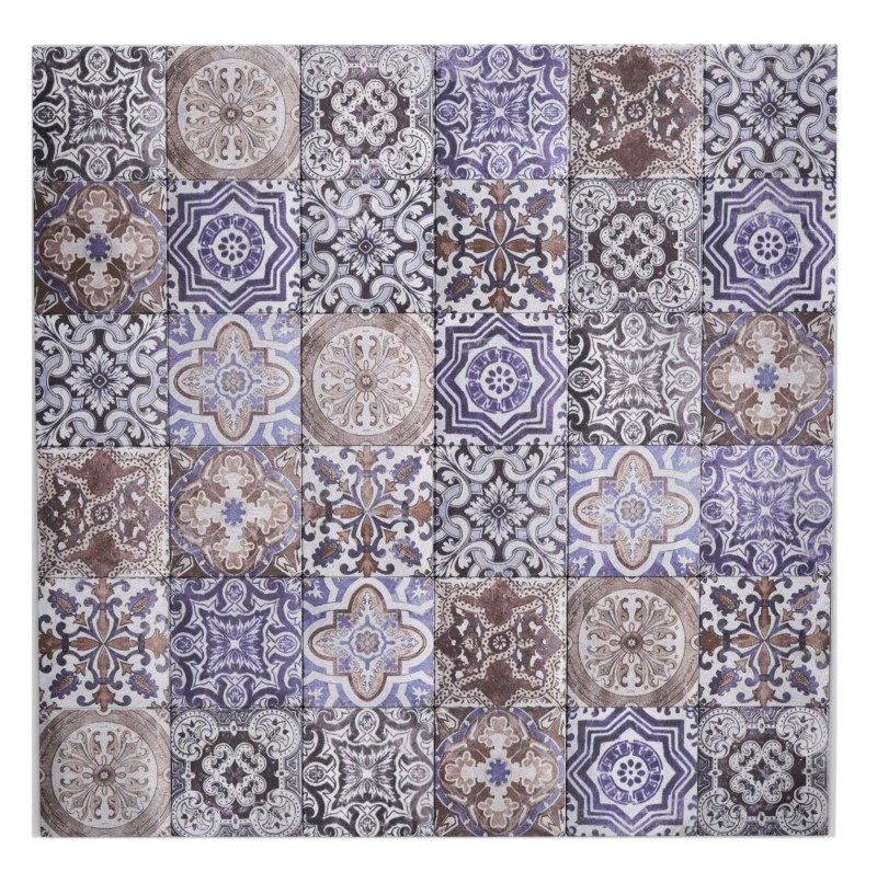 Muestra de mano mosaico autoadhesivo estera aluminio aspecto retro multicolor púrpura crema marrón ornamento africano - MOS200-U03_m