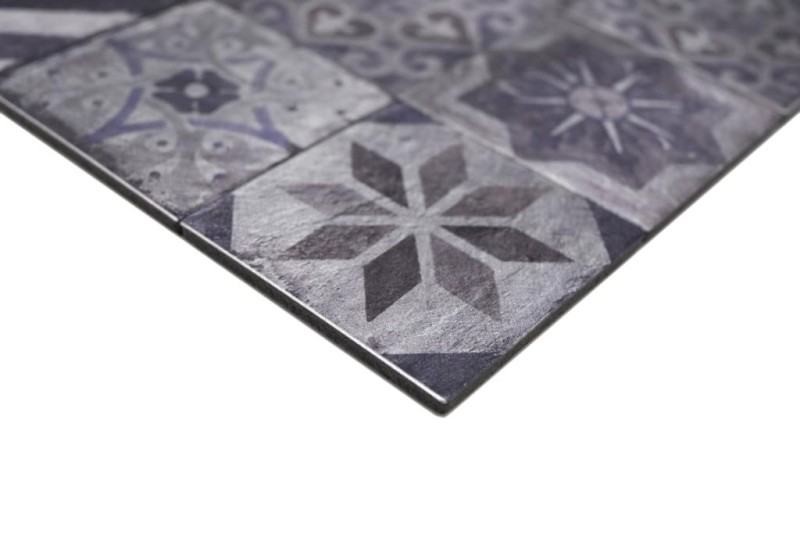 Muestra de mano mosaico autoadhesivo estera aluminio aspecto retro multicolor púrpura gris ornamento africano - MOS200-U05_m