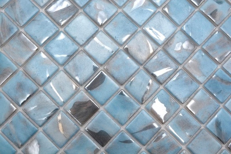Muestra de mano mosaico azulejo piscina mosaico piscina mosaico azul claro jaspeado gris crema plata shimmer ducha pared ESPAÑA - MOS220-71252U_m