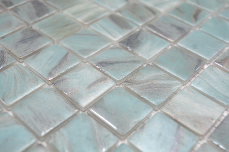Muestra de mano mosaico azulejo piscina mosaico piscina mosaico turquesa azul gris crema plata shimmer ducha pared ESPAÑA - MOS220-71253U_m