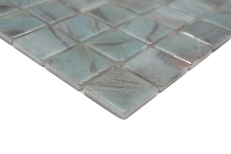 Muestra de mano mosaico azulejo piscina mosaico piscina mosaico turquesa azul gris crema plata shimmer ducha pared ESPAÑA - MOS220-71253U_m
