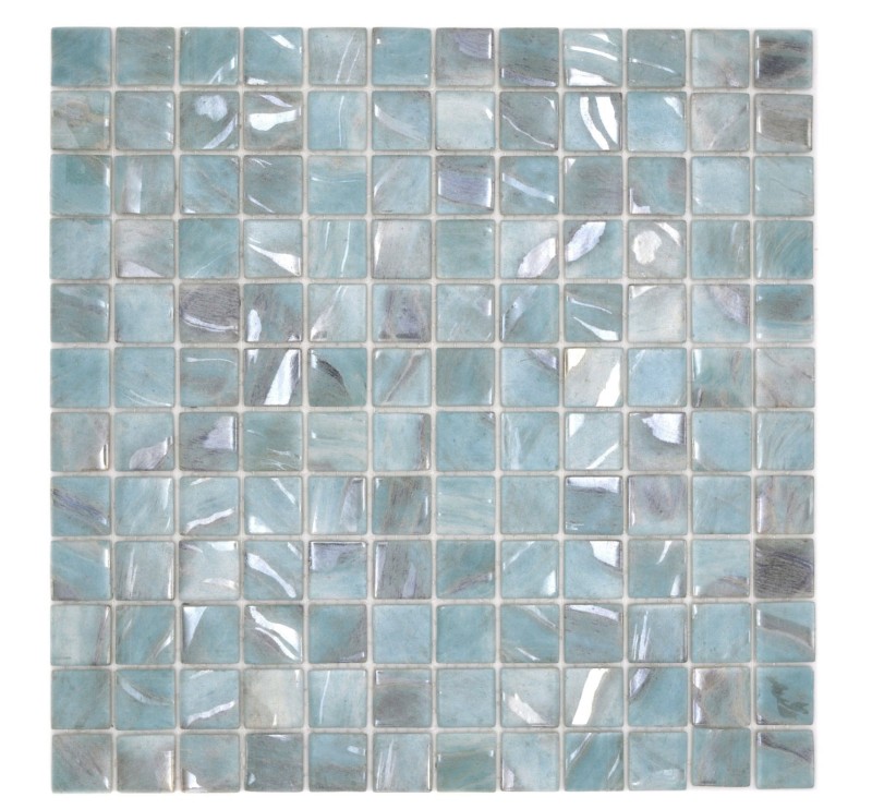 Muestra de mano mosaico azulejo piscina mosaico piscina mosaico turquesa azul gris crema plata shimmer ducha pared ESPAÑA - MOS220-71253U_m