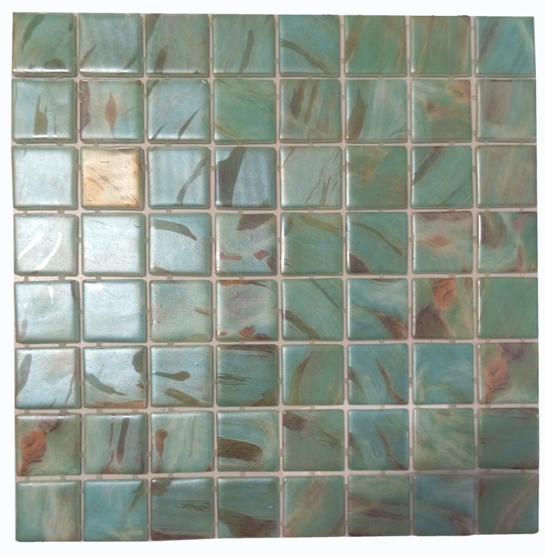 Muestra de mano piscina mosaico piscina mosaico de vidrio aguamarina shimmer verde turquesa gris crema plata pared suelo cocina baño ducha - MOS220-71383U_m