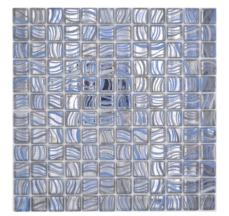 Muestra de mano mosaico azulejo piscina mosaico piscina mosaico plata azul brillo plata metálico pared de ducha ESPAÑA - MOS220-78250U_m
