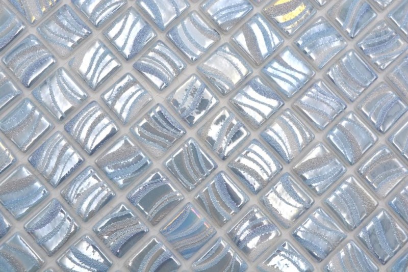 Muestra de mano mosaico azulejo piscina mosaico piscina mosaico azul claro plata brillo metálico pared de ducha ESPAÑA - MOS220-78251U_m