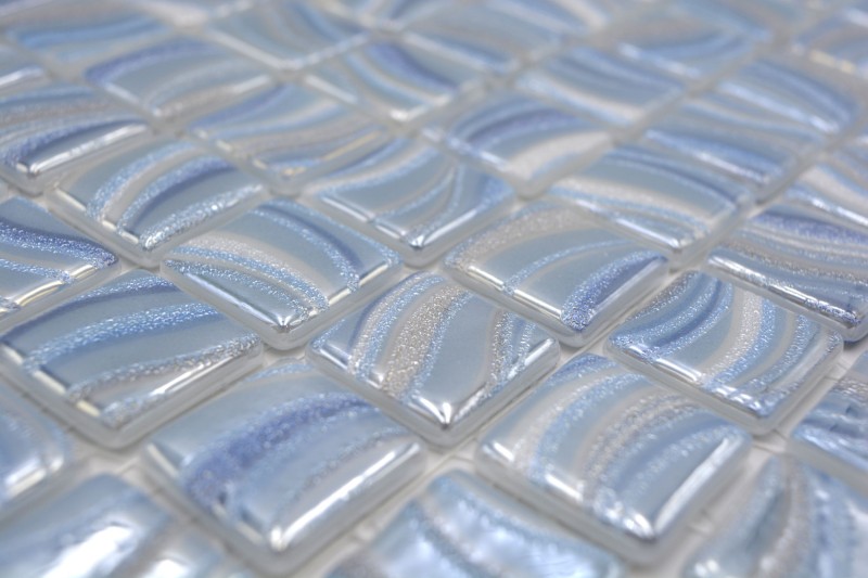 Muestra de mano mosaico azulejo piscina mosaico piscina mosaico azul claro plata brillo metálico pared de ducha ESPAÑA - MOS220-78251U_m