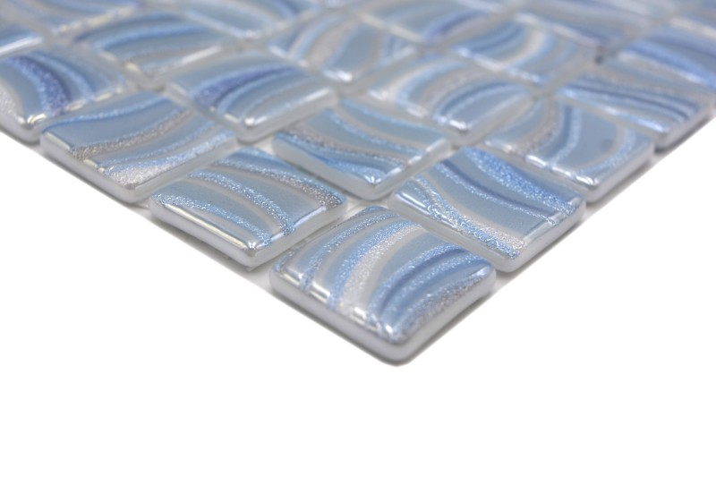 Muestra de mano mosaico azulejo piscina mosaico piscina mosaico azul claro plata brillo metálico pared de ducha ESPAÑA - MOS220-78251U_m