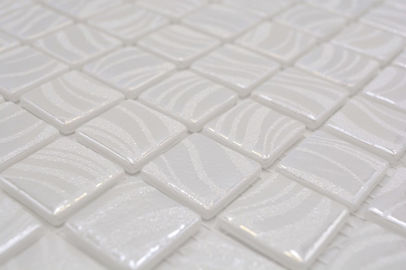Muestra de mano mosaico azulejo piscina mosaico piscina mosaico blanco crema plata brillo metálico pared de ducha ESPAÑA - MOS220-78252U_m
