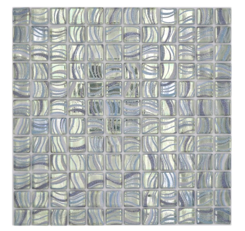 Muestra de mano mosaico azulejo piscina mosaico piscina mosaico pared de ducha metálico claro verdoso azulado ESPAÑA - MOS220-78256U_m