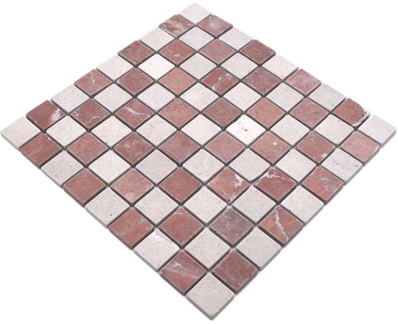 Mosaico de mármol piedra natural crema beige rojo al azar MOS42-1004_f