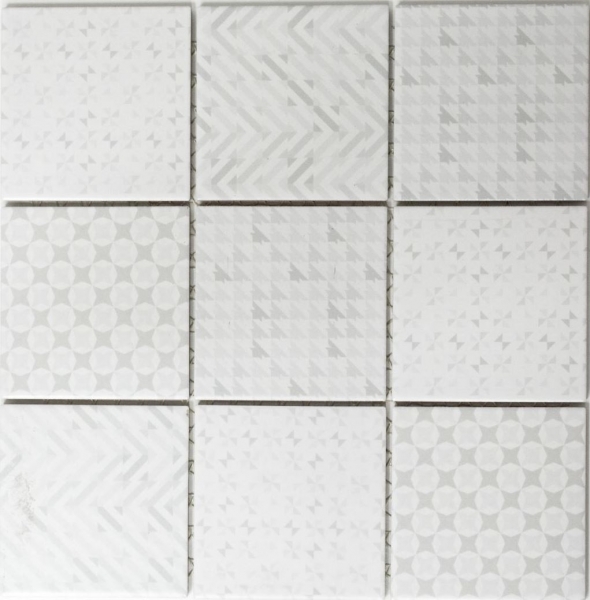 Muestra de mano retro vintage mosaico azulejo cerámica blanco Geo White MOS22B-1401_m