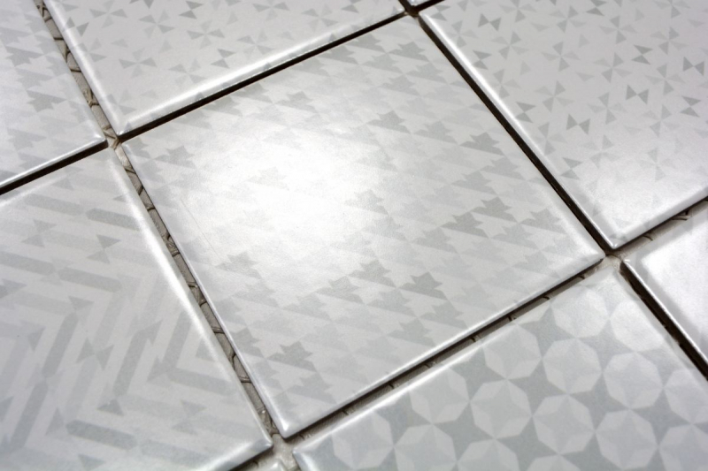 Retro vintage mosaico de azulejos backsplash pared de la cocina blanco Geo Blanco MOS22B-1401_f | 10 esteras de mosaico