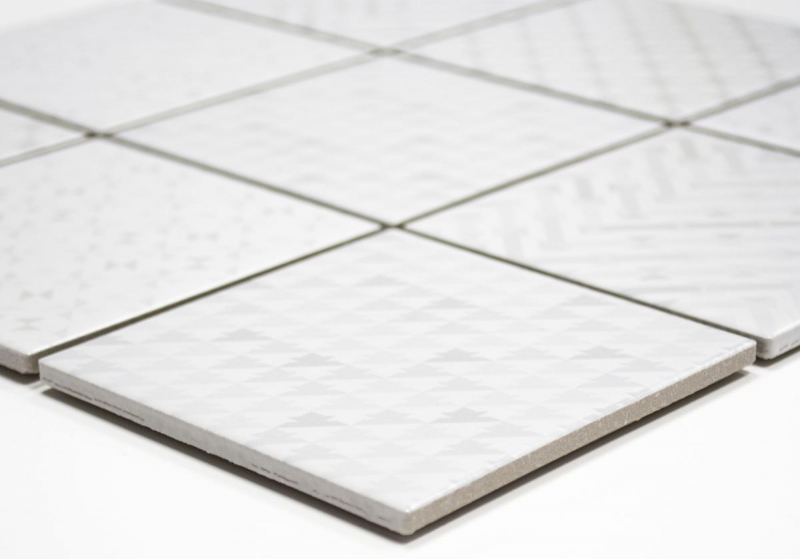 Retro vintage mosaico de azulejos backsplash pared de la cocina blanco Geo Blanco MOS22B-1401_f | 10 esteras de mosaico
