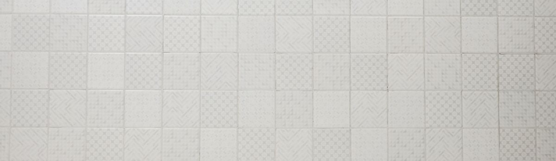 Retro vintage mosaico de azulejos backsplash pared de la cocina blanco Geo Blanco MOS22B-1401_f | 10 esteras de mosaico