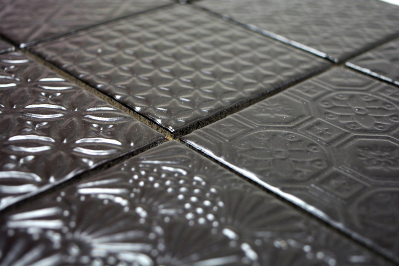 Retro vintage mosaico azulejo backsplash cocina backsplash negro Spirit negro MOS22B-1403_f | 10 esteras de mosaico