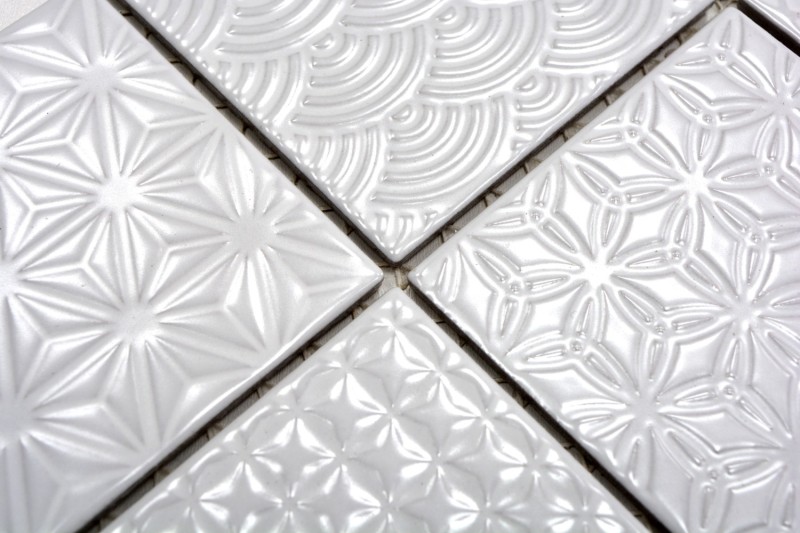 Retro vintage mosaico de azulejos de pared de cerámica blanca estructura de azulejos espejo de baño azulejo de la pared - MOS22B-0104