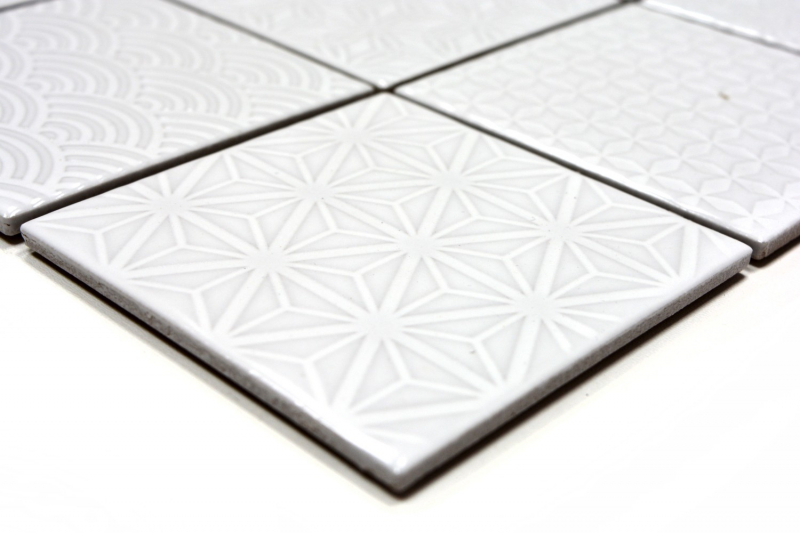 Muestra de mano retro vintage mosaico azulejo cerámica blanco Spirit blanco MOS22B-0104_m