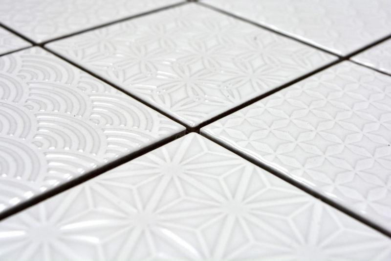 Muestra de mano retro vintage mosaico azulejo cerámica blanco Spirit blanco MOS22B-0104_m