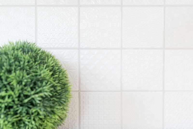 Retro vintage mosaico de azulejos de pared de cerámica blanca estructura de azulejos espejo de baño azulejo de la pared - MOS22B-0104
