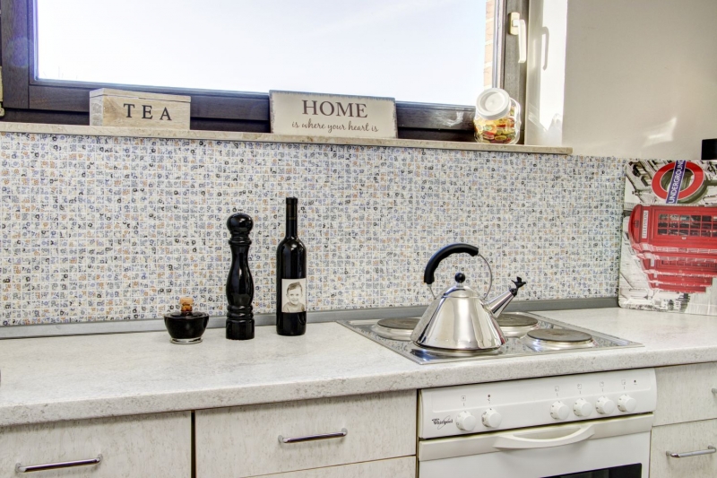 Mosaico de cerámica retro vintage blanco colorido flores mosaico azulejo backsplash MOS18C-1401