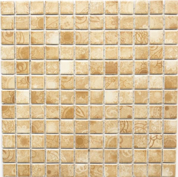 Muestra de mano mosaico azulejo retro vintage cerámica mosaico beige marrón cocina splashback MOS18D-1412_m
