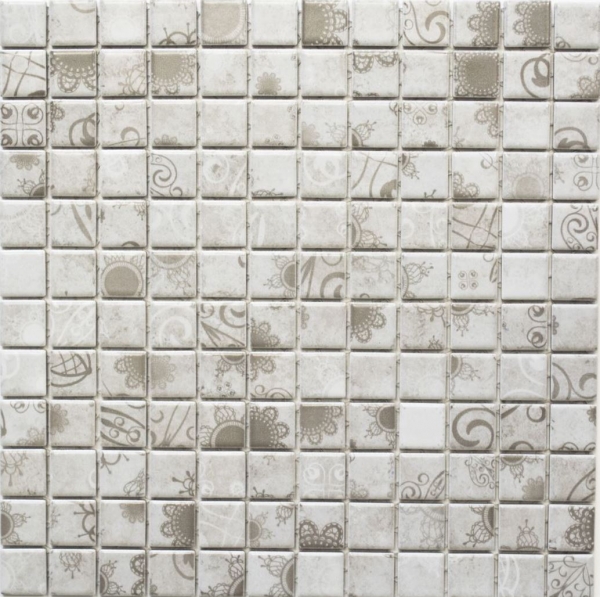Muestra de mano mosaico azulejo retro vintage cerámica mosaico gris caqui azulejo backsplash MOS18D-1402_m