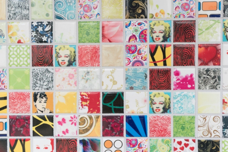 Cerámica mosaico colorido mosaico azulejo retro vintage POP UP Marilyn Monroe mosaico azulejo MOS18D-1605