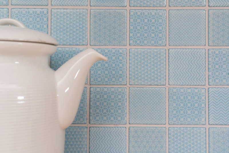 Azulejo de mosaico de cerámica azul claro azul hielo BAD piscina backsplash cocina MOS16-0402