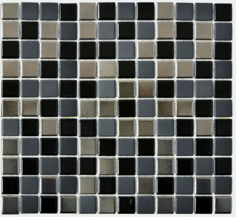 Muestra de mano mosaico azulejo cerámica negro plata antracita cromo cocina splashback MOS18-0317_m