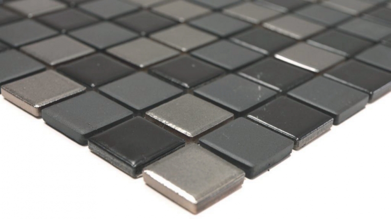 Mosaico de cerámica negro plata antracita cromo mosaico azulejo cocina splashback MOS18-0317