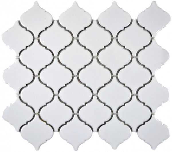Muestra de mano retro vintage mosaico azulejo cerámica florentino blanco brillante MOS13-1WG_m