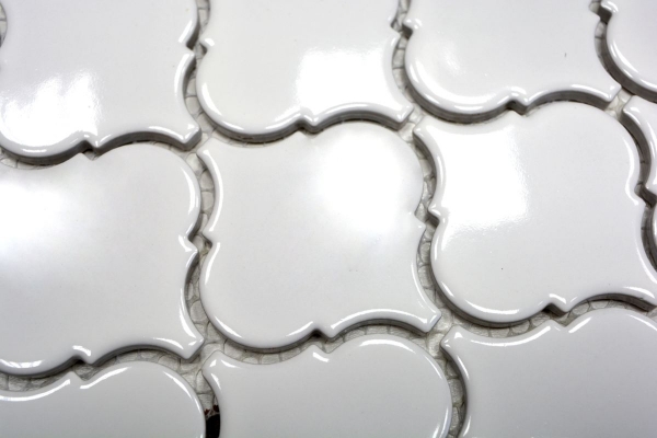 Muestra de mano retro vintage mosaico azulejo cerámica florentino blanco brillante MOS13-1WG_m