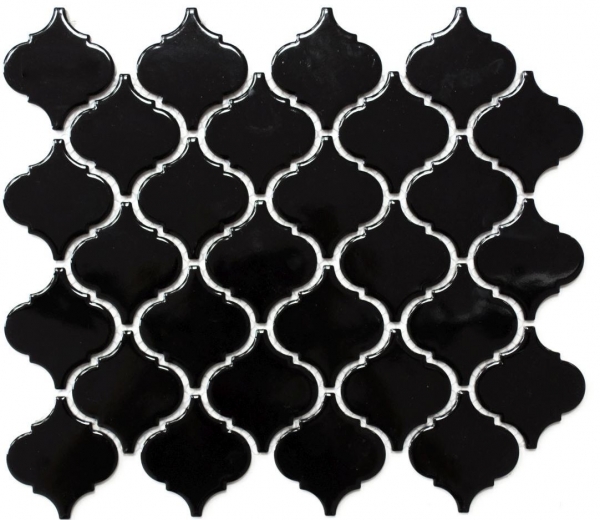 Muestra de mano retro vintage mosaico azulejo cerámica florentino negro brillante MOS13-2BG_m