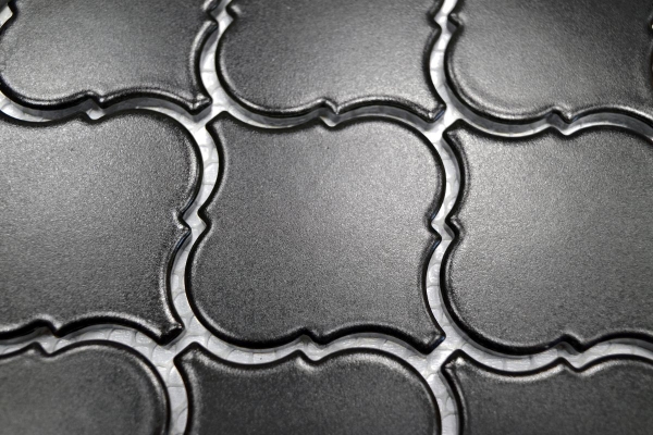 Florentino retro vintage mosaico de azulejos de cerámica negro mate backsplash pared baño cocina - MOS13-12BM
