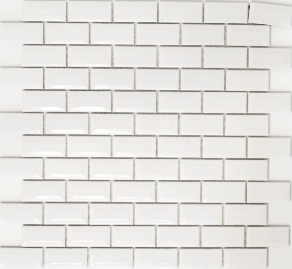 Muestra de mano Mini Metro Subway mosaico azulejo cerámica BLANCO azulejo backsplash cocina MOS26-0102_m