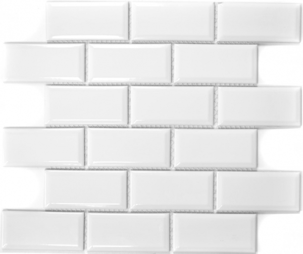 Metro Subway azulejos BLANCO faceta mosaico azulejo de cerámica backsplash pared de la cocina MOS26M-0101