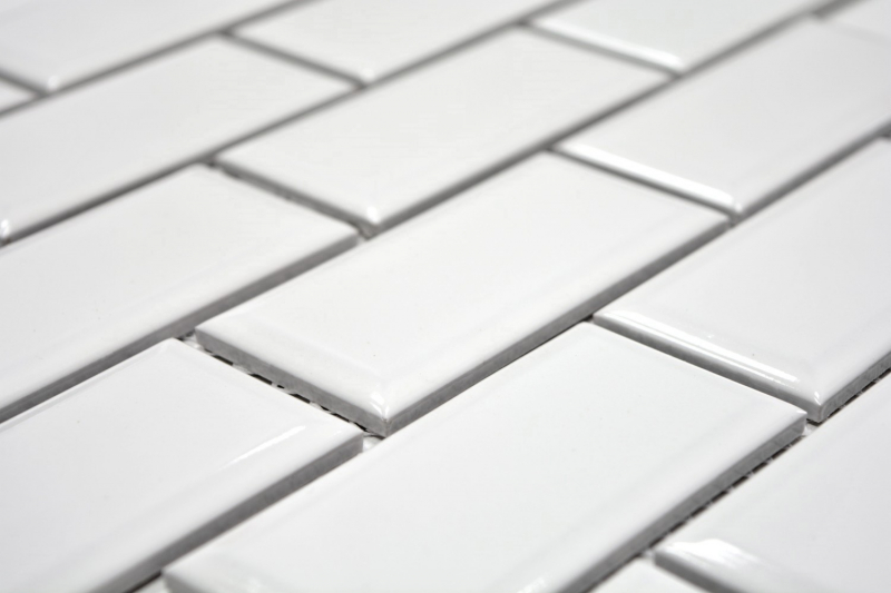 Metro Subway azulejos BLANCO faceta mosaico azulejo de cerámica backsplash pared de la cocina MOS26M-0101