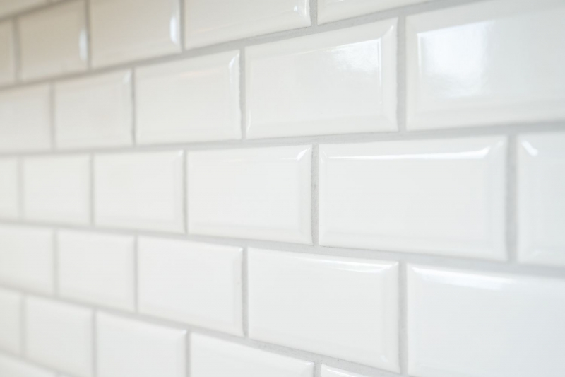 Metro Subway azulejos BLANCO faceta mosaico azulejo de cerámica backsplash pared de la cocina MOS26M-0101