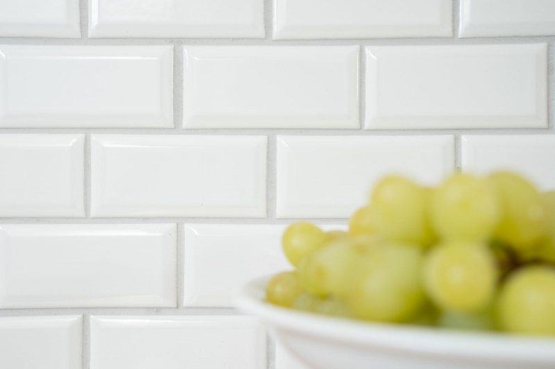 Metro Subway azulejos BLANCO faceta mosaico azulejo de cerámica backsplash pared de la cocina MOS26M-0101