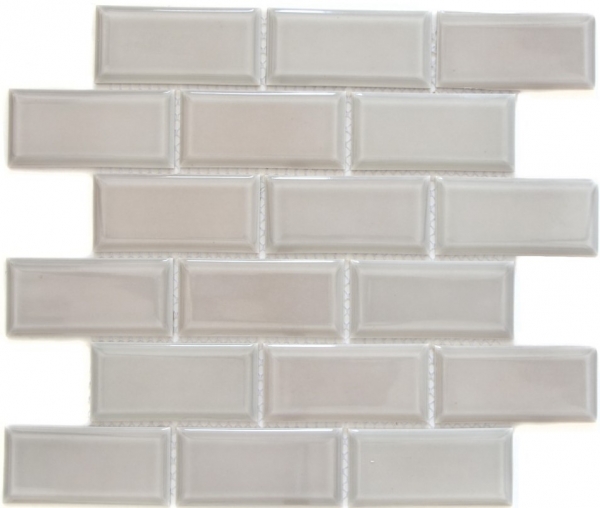 Muestra de mano Metro Subway mosaico azulejo cerámica piedra gris azulejo backsplash cocina MOS26M-0202_m