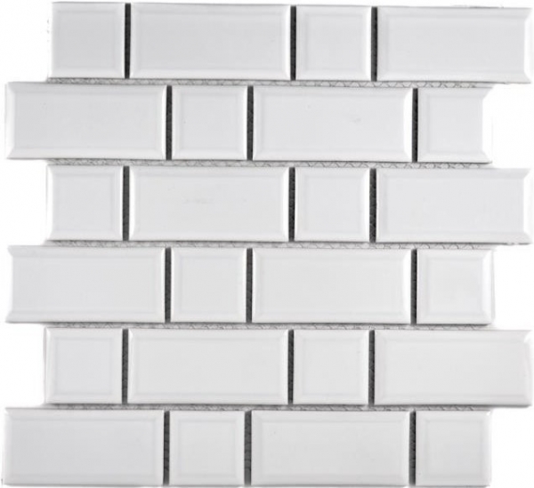 Muestra de mano Metro Subway mosaico azulejo cerámica blanco backsplash cocina pared MOS26WM-0101_m