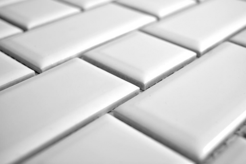Metro Subway azulejos de mosaico de cerámica blanco backsplash pared de la cocina MOS26WM-0101_f | 10 esteras de mosaico