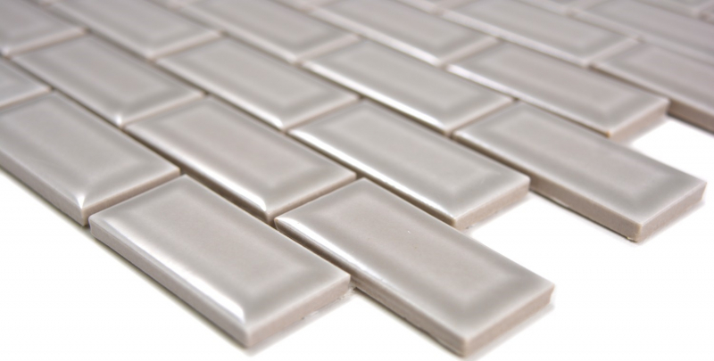 Muestra de mano Mini Metro Subway mosaico azulejo cerámica azulejo backsplash piedra gris MOS26-0204_m