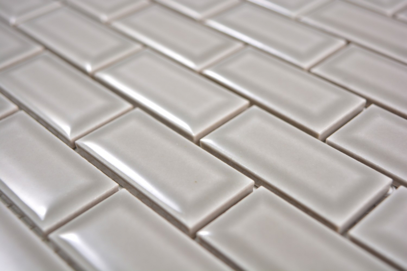 Muestra de mano Mini Metro Subway mosaico azulejo cerámica azulejo backsplash piedra gris MOS26-0204_m